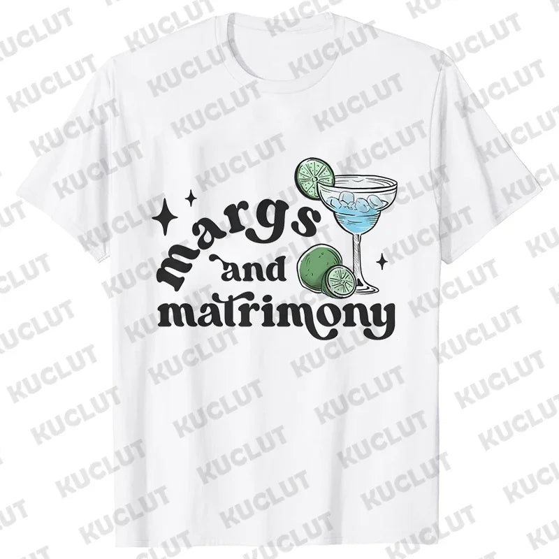 Margs & Matrimony Junggesellenabschied Party T-Shirts Harajuku Sommer Team Braut Tees Brautparty Grafik Y2k Tops