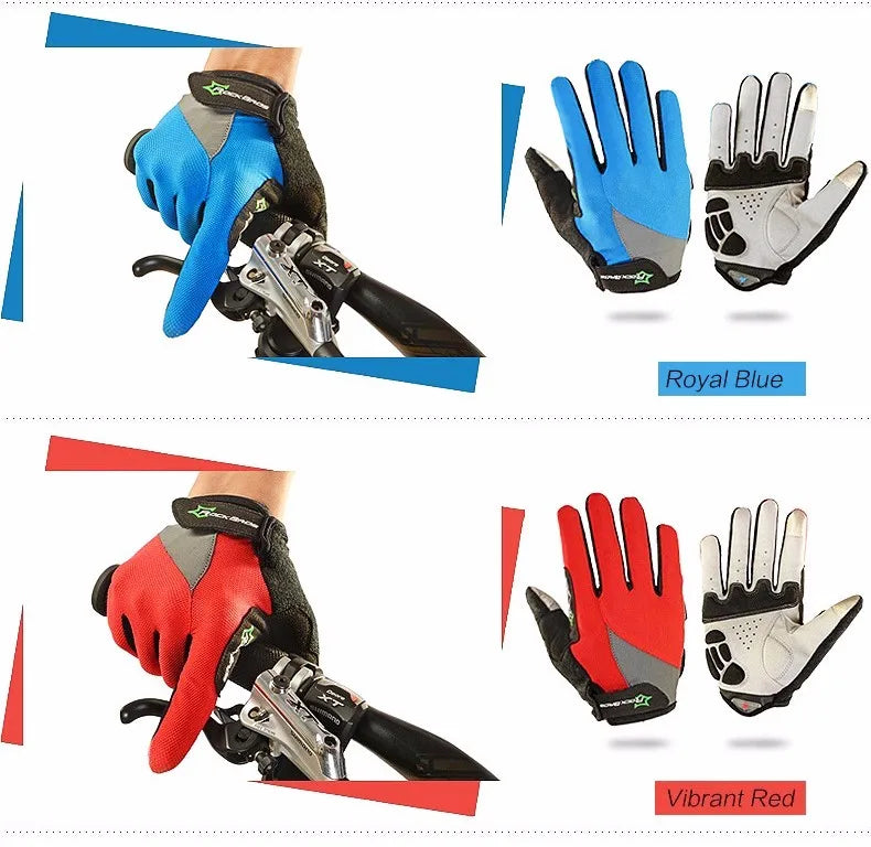 ROCKBROS Fahrradhandschuhe Schwammpolster Lange Finger Motorradhandschuhe für Fahrrad Mountainbike Handschuhe Touchscreen MTB Handschuhe