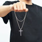 Einfache geometrische Kreuz-Anhänger-Halskette für Damen, Metallschmuck, silberfarbene Kette, Choker, Partygeschenk für Herren, Accessoires