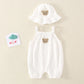 2PCS Summer Baby Clothes Set With Cap Toddler One Piece Cute Bear Sling Romper Fisherman Hat Infant Girl Boy Jumpsuit Outfit