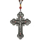 Diyalo Katholisches Metallkruzifix Jesus Christus Kreuz Anhänger Halskette Rosenkranz Holzkugeln Kette Halskette Damen Herren Schmuck Geschenk