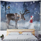 Christmas Tapestry Wall Hanging Winter Night Snowflake Elk Santa Claus Hanging Fireplace Blanket Gift Home Wall Decorations