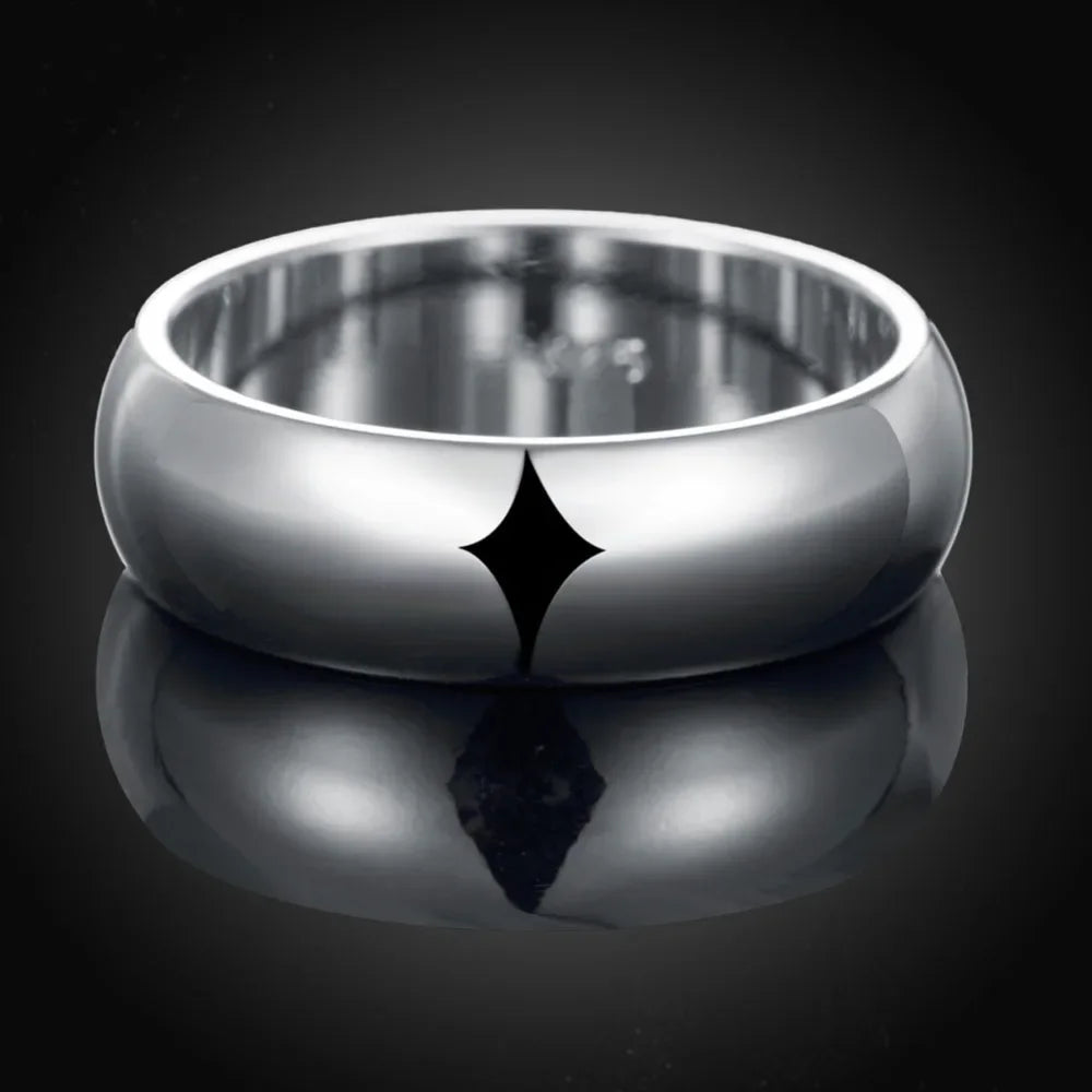 Hochwertiger 925er Sterling Silber Ring Mode Schlichter Glatter Runder Ring Partyschmuck für Frauen Größe 5 6 7 8 9 10 11