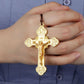 Cottvott Dreifaltigkeits-Kruzifix Jesus Christus Kreuz Anhänger Halskette Katholische verstellbare Wachsseilkette Halskette Frauen Männer Schmuck Geschenk