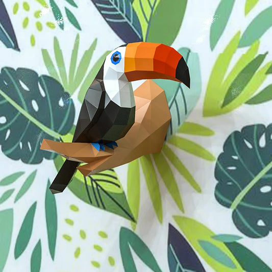Tukan 3D Papiermodell Bastelset Heimdekoration Vögel Tiere Wanddekoration Puzzles Lernspielzeug für Kinder Geburtstags-Weihnachtsgeschenk