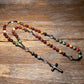 Tiger Eye Stone Bead & Hematite Cross Pendant Necklace for Men Women Catholic Christ Rosary Cross Pendant
