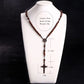 Christus Jesus Holzperlen 8mm Rosenkranzperlen Kreuz Autoanhänger Geflochtene Seilkette Halskette Religiöser Orthodoxer Gebetsschmuck