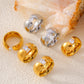 Trendy Stainless Steel Round Rings For Women Zircon Wedding Bands Women Finger Gold Silver Color Chunky Rings Waterproof Jewelry