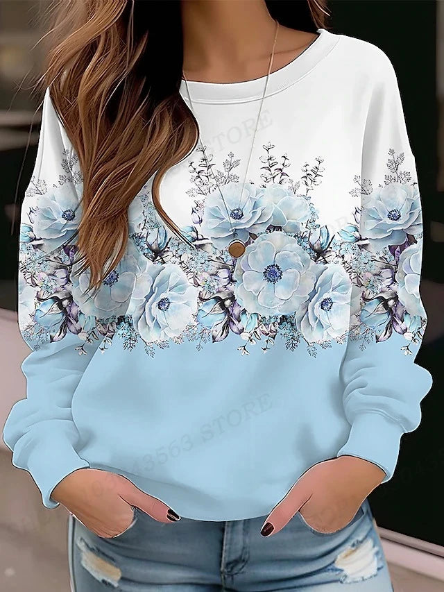 Blumen-Hoodie Rundhals Y2k Hoodie Damen Mode Hoodies Mädchen Mäntel Damen Sweatshirts Blumen Kleidung Geschenke Mäntel Rundhals Pullover