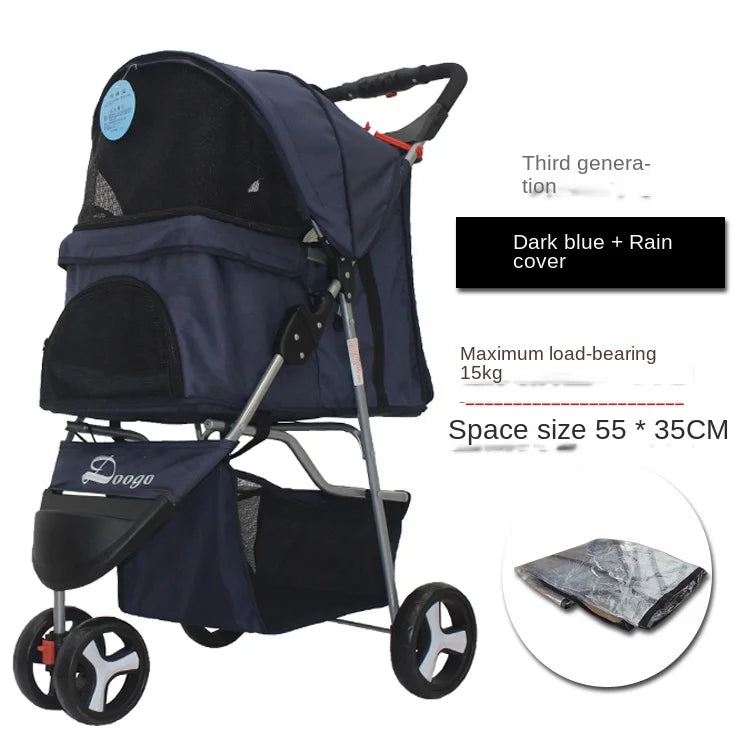 Lightweight Outing Small And Medium-sized Pet Stroller Four Seasons Universal Dog Cat Stroller Foldable Tricycle Cage Pet