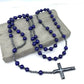 Tiger Eye Stone Bead & Hematite Cross Pendant Necklace for Men Women Catholic Christ Rosary Cross Pendant