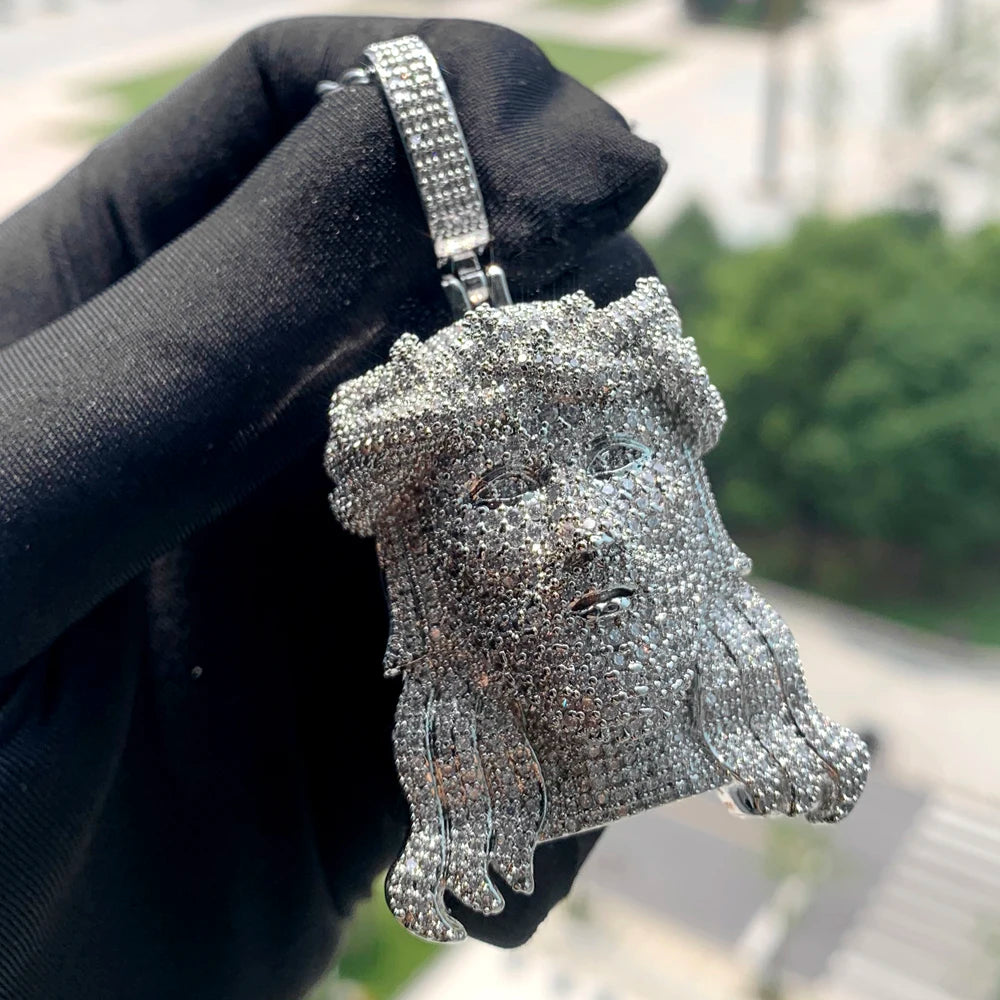 2024Neu Zweifarbig Roségoldfarbe Hip Hop Jesus Christus Kopf Anhänger Mikro Pavé 5A Zirkonia CZ Iced Out Herren Mode Schmuck