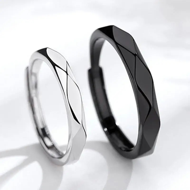 Fashion Schwarz Weiß Ring Geometrische Unregelmäßigkeiten Glatte Paar Verstellbare Ringe Einfachheit Studentenparty Schmuck