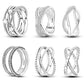 Ringe für Frauen 925 Silberfarbe Zirkon Wickellinie Geometrischer Sternring Verlobung Hochzeit Romantisches Valentinstag Feinschmuck Geschenk