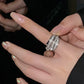 2024 Silberfarbener Strass-Ring Mehrlagige Wickelringe für Damen Hochzeit Vollzirkon-Fingerringe Mode Schmuck Geschenke