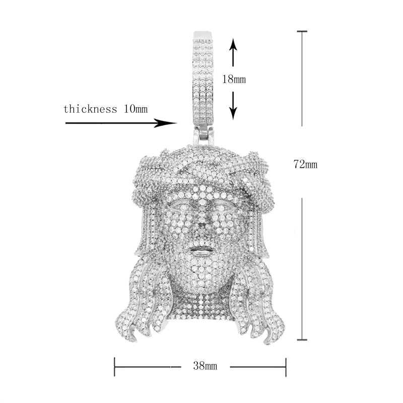 2024Neu Zweifarbig Roségoldfarbe Hip Hop Jesus Christus Kopf Anhänger Mikro Pavé 5A Zirkonia CZ Iced Out Herren Mode Schmuck