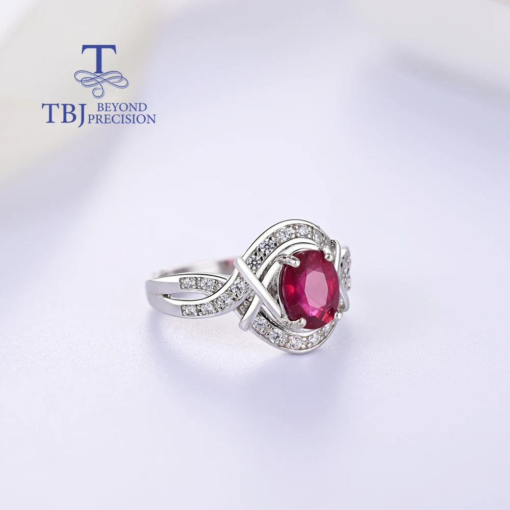 Wunderschöner Design-Ring mit natürlichem Rubin, Edelstein, exquisiter 925er Sterlingsilber-Schmuck für Frauen
