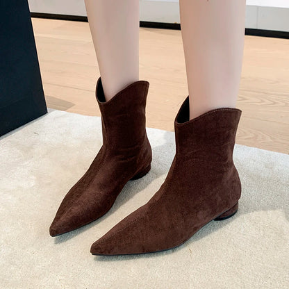 Damen-Stiefeletten mit niedrigem Absatz für Herbst und Winter, Frühlings- und Herbststiefeletten, schlichte und vielseitige Ankle Boots
