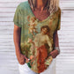 3D Printed T Shirts for Women Summer V-Neck Short Sleeved Tee Vintage Jesus Christ Women's T-Shirt Casual Streetwear Top Shirt