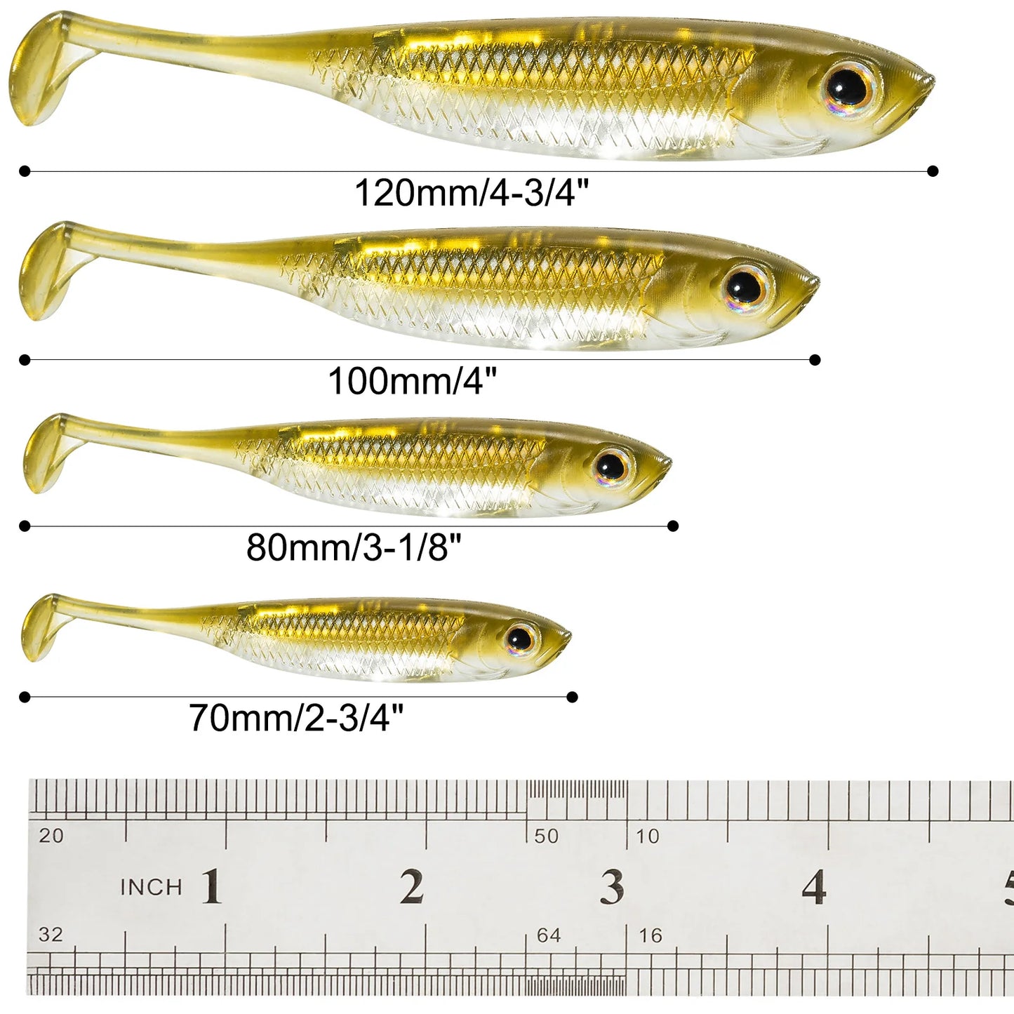 Dr.Fish 5/6 Stück Angelköder Weichplastik Silikonköder Paddelschwanz Shad Wurm Swimbait Süßwasser Barsch Forelle 70mm 80mm 100mm