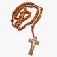 Christus Jesus Holzperlen 8mm Rosenkranz Perle Kreuz Anhänger Geflochtene Seilkette Halskette Religiöse Orthodoxe Gebets Schmuckkette Dekor