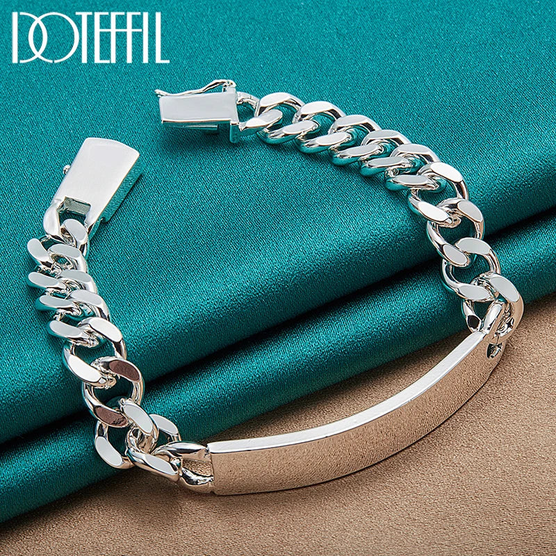 DOTEFFIL 925 Sterling Silber 2 Stücke Armband 10mm Glatte Seitenkette für Herren Damen Hochzeit Verlobung Party Schmuck