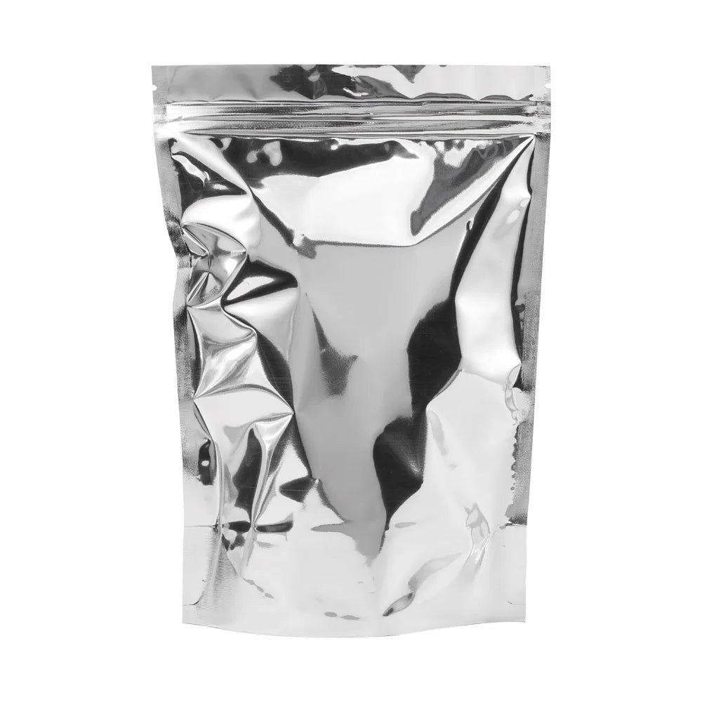 100 Stück Silberne, matte Aluminiumfolienbeutel zum Heißsiegeln – oben offene Mylar-Folienbeutel, matte Oberfläche, Kunststoff-Lebensmittelverpackung, Pulver-/Saucenbeutel