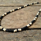 Men's Necklace Natural Coconut Pearls, Heishi Pearls in White Natural Shell and Black Wood  Beaded Surfer Necklace