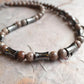 Men's Necklace Natural Coconut Pearls, Heishi Pearls in White Natural Shell and Black Wood  Beaded Surfer Necklace