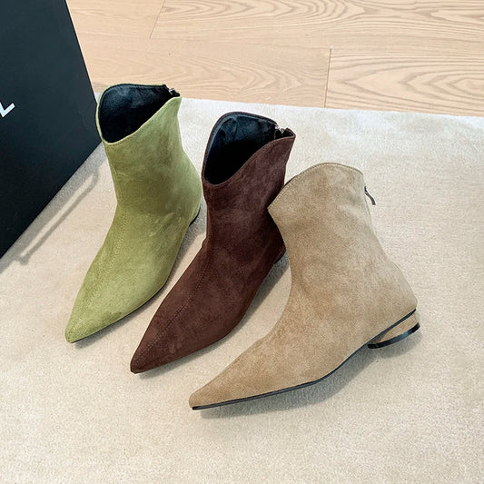 Damen-Stiefeletten mit niedrigem Absatz für Herbst und Winter, Frühlings- und Herbststiefeletten, schlichte und vielseitige Ankle Boots