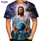 God! About Jesus Love Everone Christian Men's Round Neck Casual Short Sleeve T-Shirt, Cross Jesus Pattern Printed T-Shirt Top