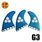 Surfbrett Flossen Set Tri Finnen UPSURF Future S/M/L Honeycomb Fiberglas Orange/Gelb/Blau/Grau/Grün mit schwarzem Logo Funboard Finnen