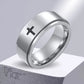 Vnox Spinner Kreuzring für Herren, schwarzer Edelstahl drehbarer Stressabbau-Fingerband, Jungen Christus Jesus Religion Ring