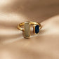 Verstellbarer, bunter Tropfglasur-Ring Damen Mode Retro Geometrischer goldfarbener Metallring Hochzeitsschmuck Geburtstagsgeschenk