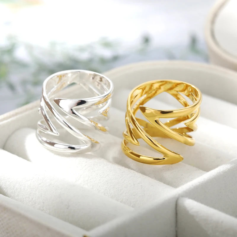 Klassische geometrische unregelmäßige Ringe für Frauen, goldfarben, Edelstahl, offene Ringe, Mädchen, Persönlichkeit, Punk-Schmuck-Accessoires