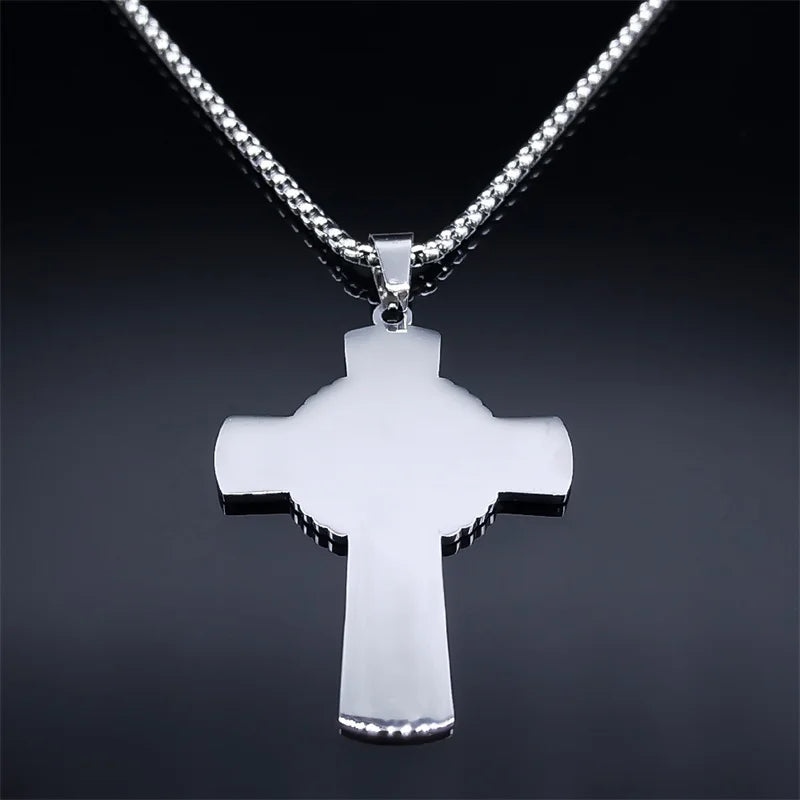 Christian Christus Eucharistie Heiligenschein Traubensaft Kreuz Kette Edelstahl Männer Frauen Katholische Heiliger Geist Kirche Halskette Schmuck