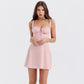 Suninheart Ein trägerloses weißes Spaghettiträger-Kleid, Mini, mit Stäbchen, elegant, zum Schnüren, Partykleider für den Urlaub, lässige Sommerkleider für Damen
