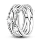 Ringe für Frauen 925 Silberfarbe Zirkon Wickellinie Geometrischer Sternring Verlobung Hochzeit Romantisches Valentinstag Feinschmuck Geschenk