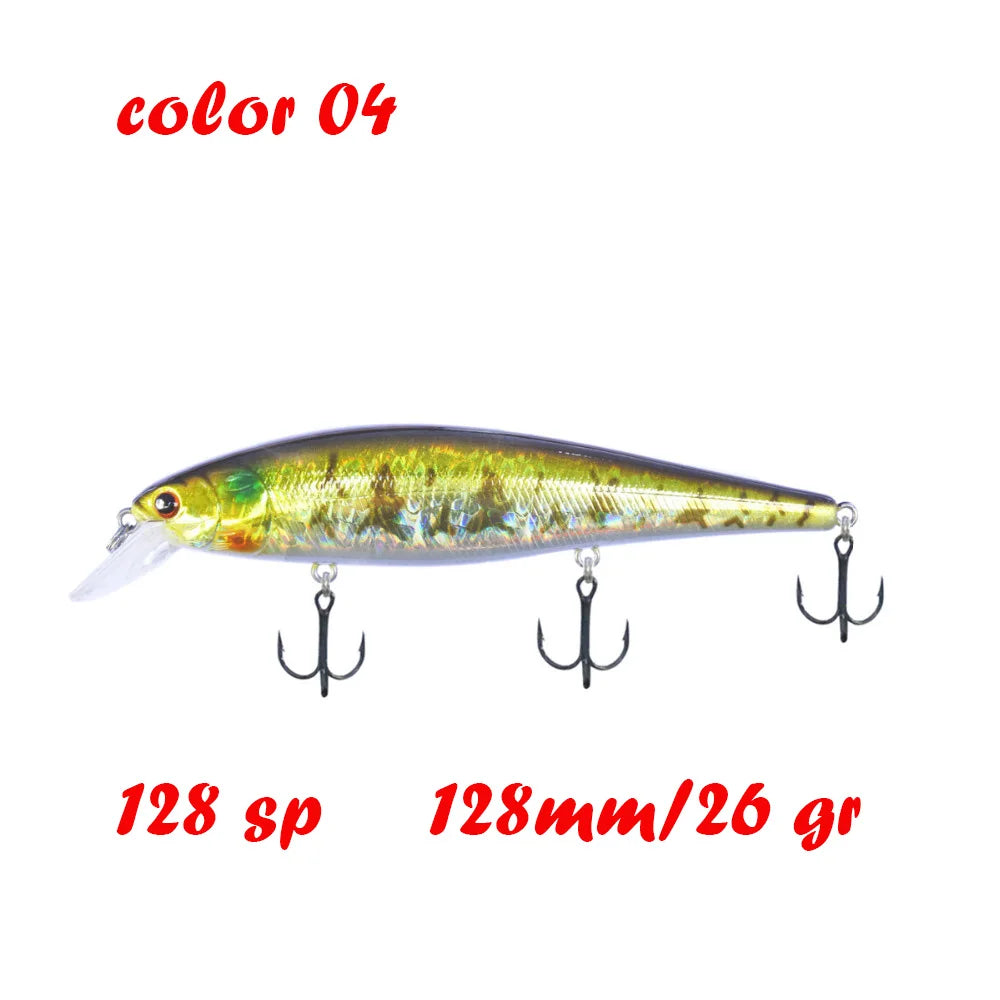 BassLegend Fishing Artificial Bait Suspending Minnow Shallow Wobbler Jerkbait Shad Bass Pike Lure 128 SP 78 F 65 SP