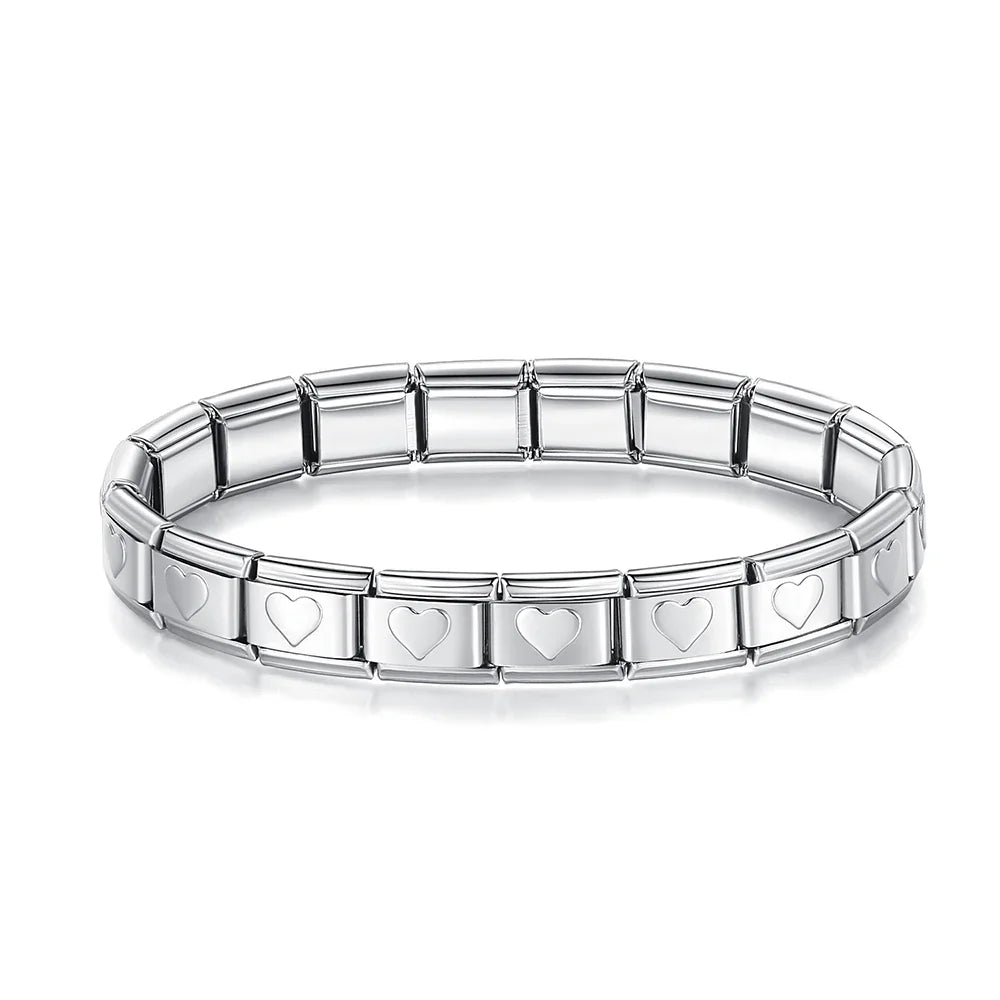 Hapiship Neue Mode Frauen Romantisches Herz 9mm Breite Edelstahl Armband Armreif Mädchen Hochzeit Weihnachtsgeschenk Schmuck G205