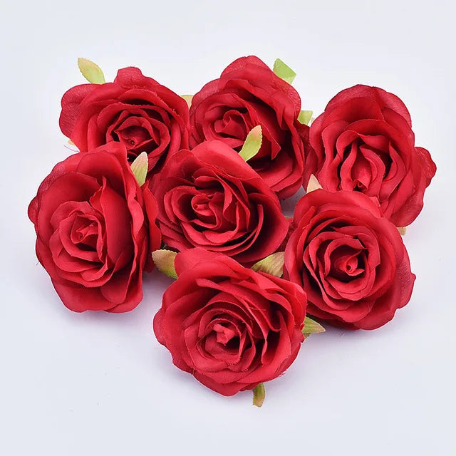30pcs/7-8cm White Rose Artificial Silk Flower Heads DIY Wedding Home Birthday Party Decoration Wreath Scrapbooking Fake Flowers