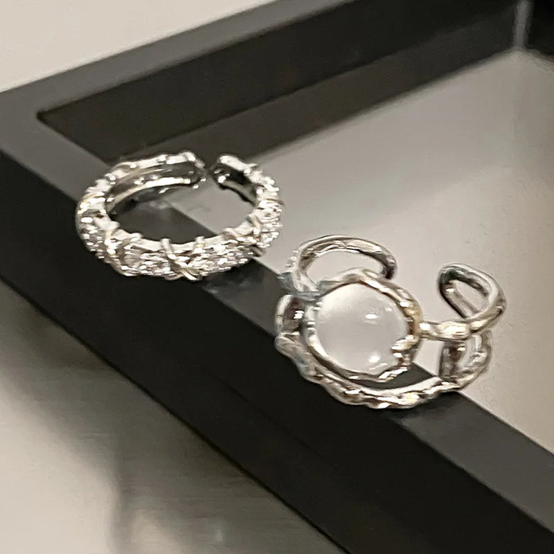 Handgewebter Liebesperlenring Mode Damen Herren Runder Kugelperlen verstellbarer Retro-Ring Schmuck