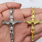 Mode Kruzifix Jesus Christus Herrenschmuck Gold Braun Silber Farbe Metall Kreuz Anhänger mit Halskette Halsketten für Damen