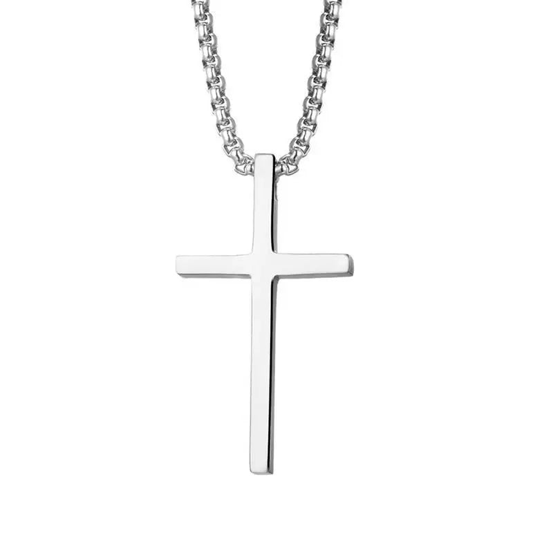 Einfache geometrische Kreuz-Anhänger-Halskette für Damen, Metallschmuck, silberfarbene Kette, Choker, Partygeschenk für Herren, Accessoires