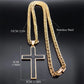 Punk Hip Hop Schwarzes Kreuz Anhänger Halskette für Frauen Männer Edelstahl Goldfarbe Männlich Jesus Christus Kette Schmuck Colar N8236S0