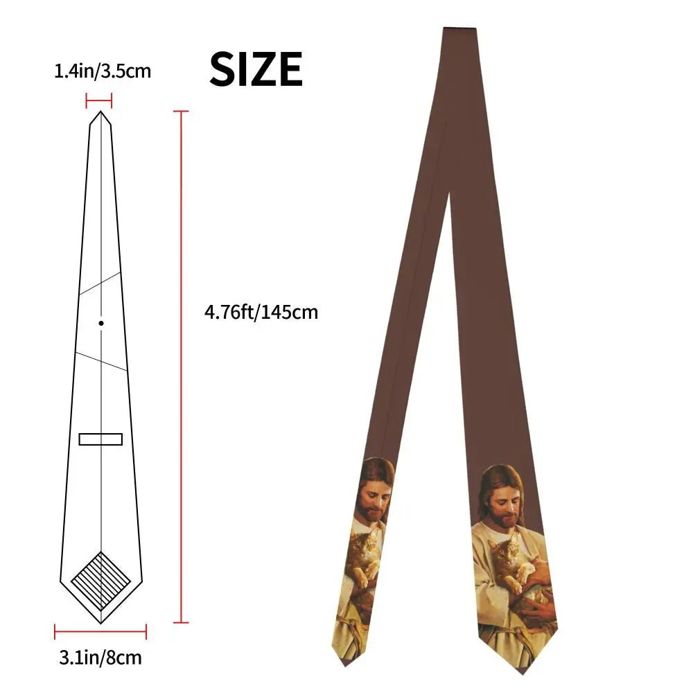 Christus und seine Katze Unisex Krawatte Seidenpolyester 8 cm breit Jesus Krawatte für Herren Accessoires Krawatte Hochzeit Büro