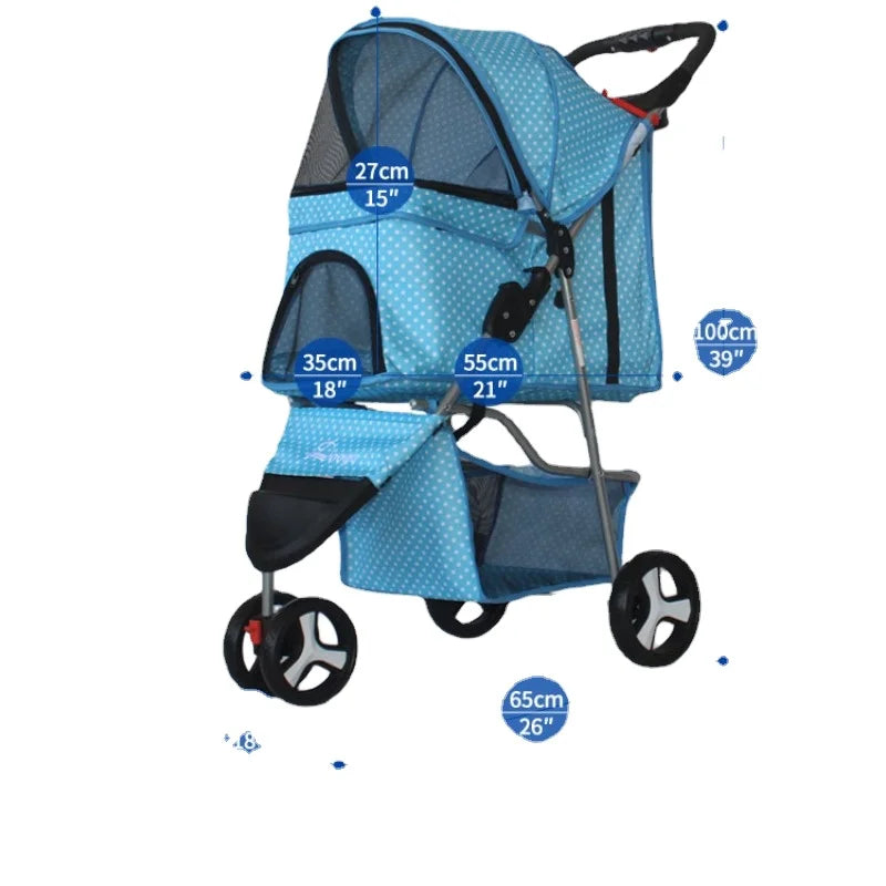 Lightweight Outing Small And Medium-sized Pet Stroller Four Seasons Universal Dog Cat Stroller Foldable Tricycle Cage Pet