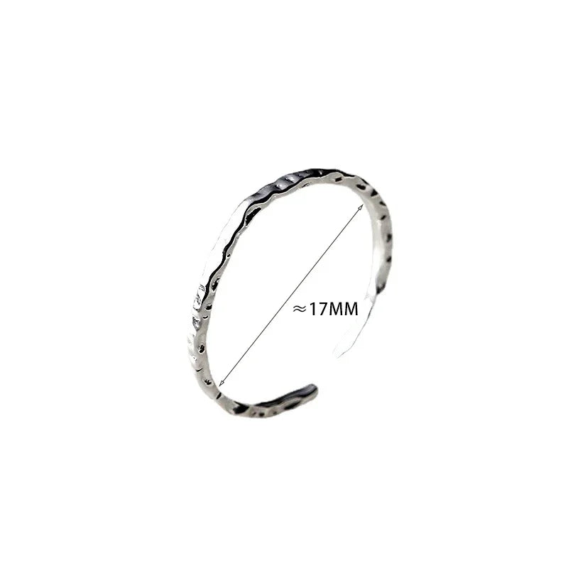 Echt 925 Sterling Silber minimalistische geometrische runde Ringe für Frauen Trendiger Edelschmuck Öffnung unregelmäßige Accessoires