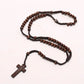 Christus Jesus Holzperlen 8mm Rosenkranz Perle Kreuz Anhänger Geflochtene Seilkette Halskette Religiöse Orthodoxe Gebets Schmuckkette Dekor