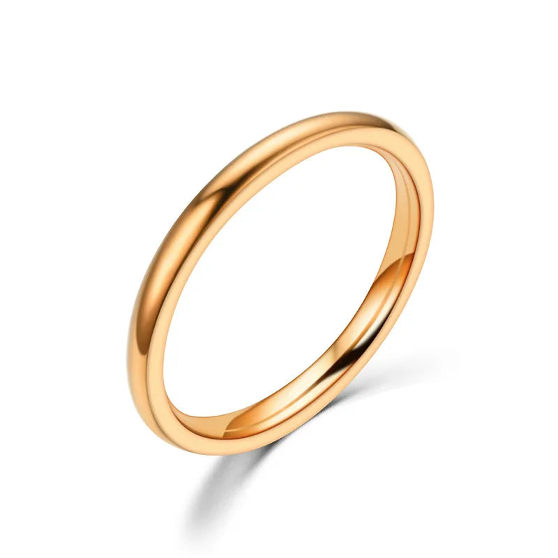 2mm dünne Edelstahlringe Roségold Mode einfache Titanringe für Frauen Mädchen Geschenke